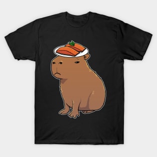 Capybara with Salmon on its head T-Shirt